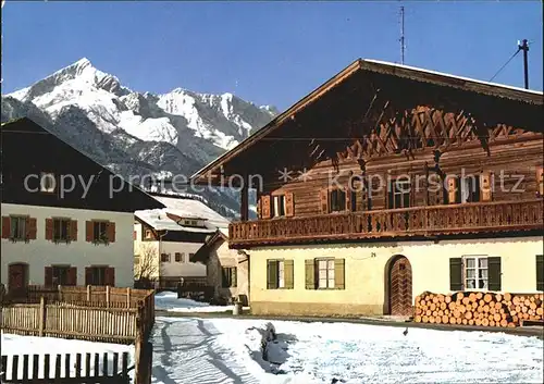 Garmisch Partenkirchen Ortspartie im Winter gegen Alpspitze Wettersteingebirge Kat. Garmisch Partenkirchen