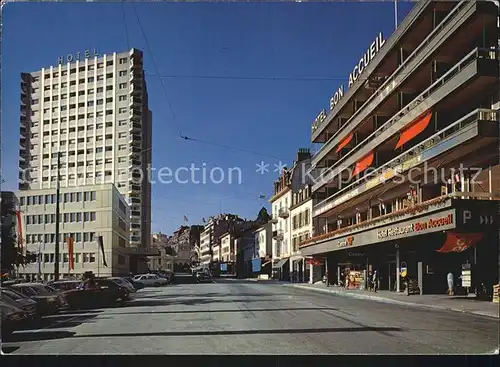 Montreux VD La grande rue Hotel Bon Accueil Kat. Montreux