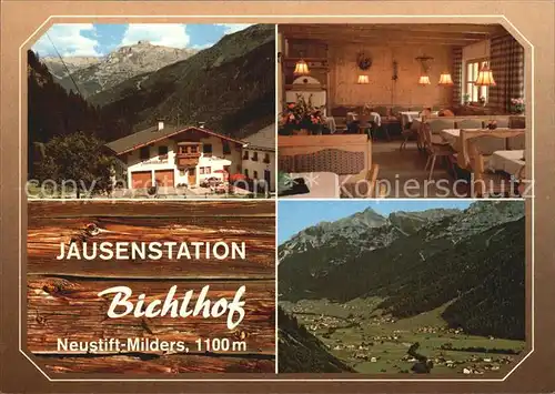 Milders Jausenstation Bichlhof Alpenpanorama Kat. Neustift im Stubaital