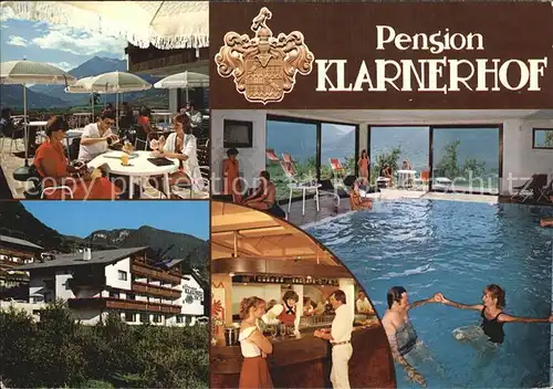 Schenna Meran Pension Klarnerhof Terrasse Bar Hallenbad Kat. Italien