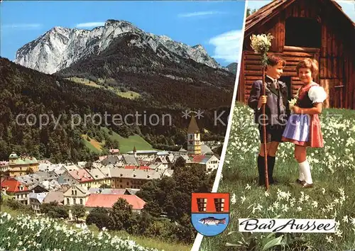 Bad Aussee Steiermark mit Triselwand Kinder in Tracht Kat. Bad Aussee