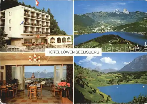 Seelisberg UR Hotel Loewen Gastraum Fliegeraufnahme Kat. Seelisberg