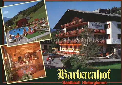 Saalbach Hinterglemm Gasthof Hotel Barbarahof Swimmingpool Gastraum Kat. Saalbach Hinterglemm