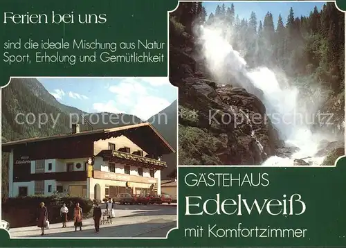 Krimml Gaestehaus Edelweiss mit Wasserfall Kat. Krimml