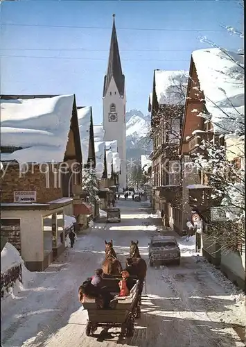 Oberstdorf Kirchstrasse im Winter Heilklimatischer Kurort Allgaeuer Alpen Kat. Oberstdorf
