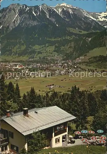 Oberstdorf Panorama Blick vom Cafe Bergkristall mit Rubihorn und Nebelhorn Allgaeuer Alpen Kat. Oberstdorf