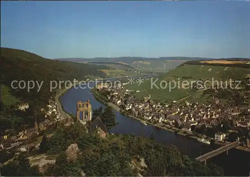 Traben Trarbach Fliegeraufnahme Moselpartie Ruine Grevenburg Kat. Traben Trarbach