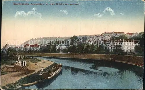 Saarbruecken Saarpartie von Bruecke aus gesehen Kat. Saarbruecken