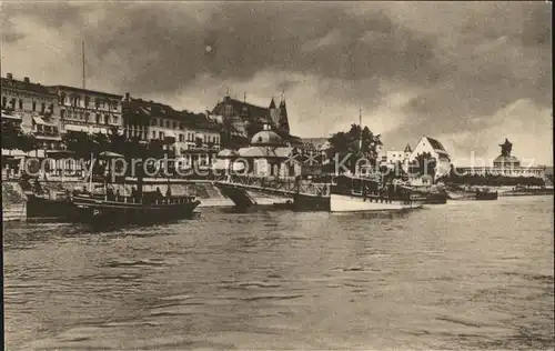 Koblenz Rhein Blick von Schiffbruecke Kat. Koblenz