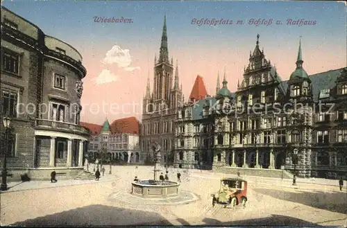 Wiesbaden Schlossplatz mit Schloss und Rathaus Kat. Wiesbaden