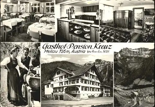 Mellau Vorarlberg Gasthof Pension Kreuz Gastraum Kuchentheke Trachten Total Kat. Mellau