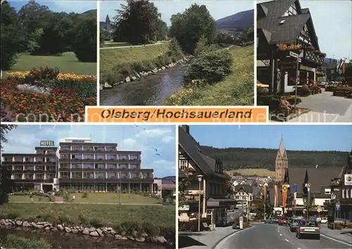 Olsberg Sauerland Teilansichten Hotel Hauptstrasse Kirche Landschaft Park Kat. Olsberg