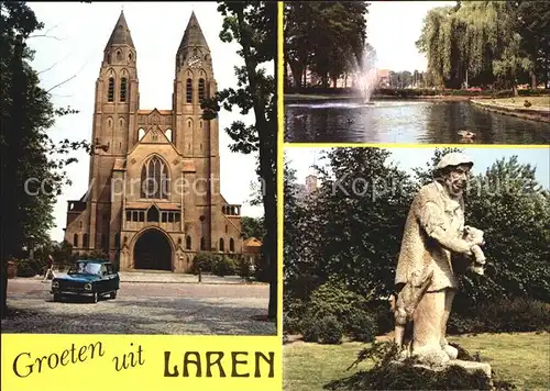 Laren Netherlands Kirche Schwanenteich Denkmal Statue Kat. Laren