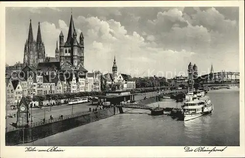 Koeln Rhein Rheinfront mit Dom und Fahrgastschiff Kat. Koeln