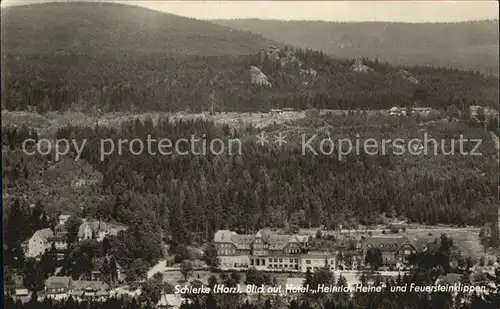 Schierke Harz Blick auf Hotel Heinrich Heine und Feuersteinklippen Kat. Schierke Brocken