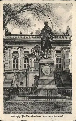 Leipzig Goethe Denkmal am Naschmarkt Bromsilber Imitation Kat. Leipzig