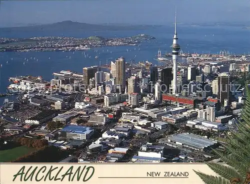 Auckland with Devonport and Rangitoto Island Sky Tower Aerial view Kat. Auckland