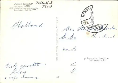 Muenstereifel Bad Kurheim Sonnenhof Kat. Bad Muenstereifel