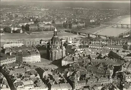Dresden Fliegeraufnahme mit Neumarkt Frauenkirche und Neustadt Kat. Dresden Elbe