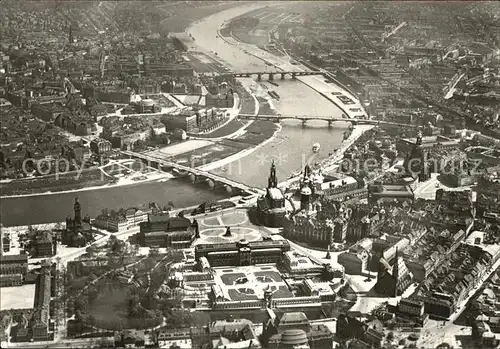 Dresden Fliegeraufnahme Neustadt und Altstadt Kat. Dresden Elbe