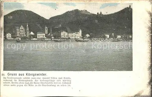 Koenigswinter mit Villen und Hotels Drachenburg und Ruine Drachenfels / Koenigswinter /Rhein-Sieg-Kreis LKR