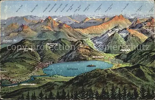 Schliersee und Umgebung Panoramakarte Kat. Schliersee