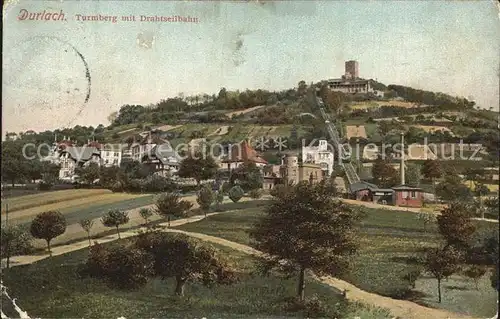 Durlach Turmberg mit Drahtseilbahn Kat. Karlsruhe