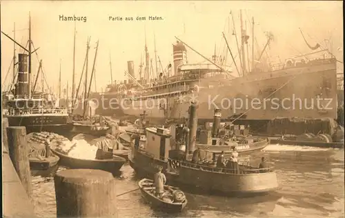 Hamburg Hafenpartie Fischerboote Ozeandampfer Kat. Hamburg