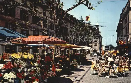 Geneve GE La Place du Molard et ses grands Cafes Kat. Geneve