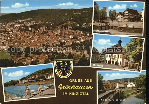 Gelnhausen Panorama Obermarkt Rathaus Schwimmbad Kinzig Bruecke Kat. Gelnhausen