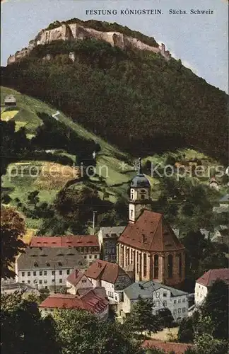Koenigstein Saechsische Schweiz Kirche Festung Kat. Koenigstein Saechsische Schweiz