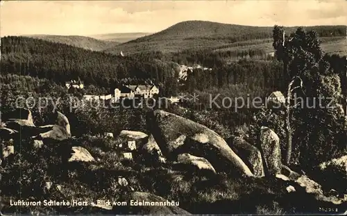 Schierke Harz Panorama Blick vom Edelmannshaeu Luftkurort Kat. Schierke Brocken