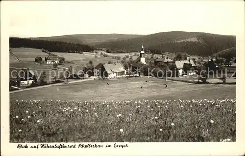 Schellerhau Ortsansicht mit Kirche Hoehenluftkurort Erzgebirge Kat. Altenberg