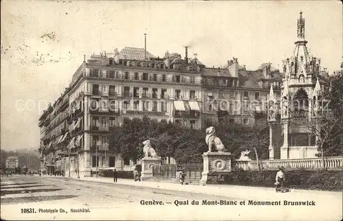 Geneve GE Quai du Mont Blanc et Monument Brunswick Kat. Geneve