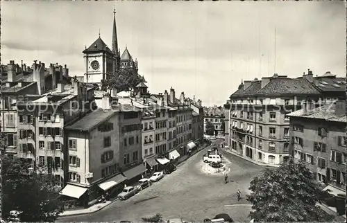 Geneve GE Place du Bourg de Four et Cathedrale de St. Pierre Kat. Geneve