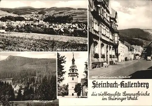 Steinbach Hallenberg Gesamtansicht FDGB Erholungsheim Fortschritt Kirche Kanzlersgrund Kat. Steinbach Hallenberg