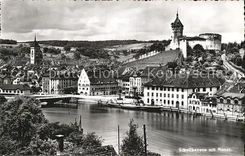 Schaffhausen SH Rheinpartie mit Munot Kat. Schaffhausen