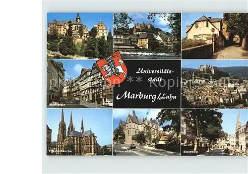 Marburg Lahn Steinweg Universitaet Marktplatz Schloss  Kat. Marburg