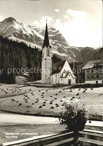 Schroecken Vorarlberg mit Kirche und Mohnenfluh Kat. Schroecken