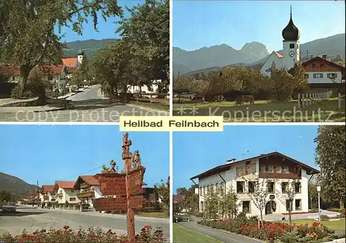 Bad Feilnbach Dorfstrasse Kirche Wegweiser Gasthaus Kat. Bad Feilnbach