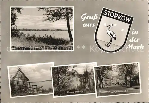 Storkow Mark Grosser Storkower See Fischerhaeuschen Burg Ernst Thaelmann Str  Kat. Storkow Mark