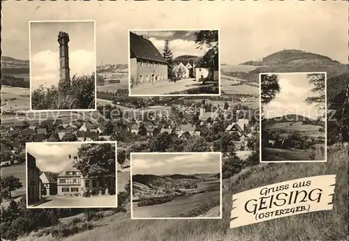 Geising Erzgebirge Aussichtsturm Dorfpartien Panorama Kat. Geising Osterzgebirge