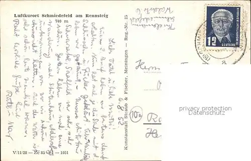 Schmiedefeld Rennsteig Panorama Luftkurort Kat. Schmiedefeld Rennsteig