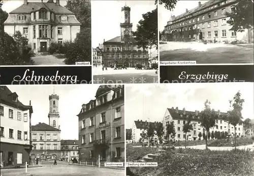 Schneeberg Erzgebirge Stadtbad Bergarbeiter Krankenhaus Siedlung des Friedens Stadtzentrum Kat. Schneeberg