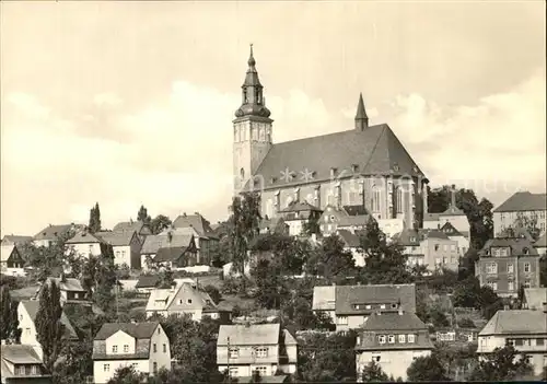 Schneeberg Erzgebirge Ortsansicht mit Kirche 500 Jahre Bergstadt Kat. Schneeberg
