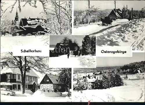 Schellerhau Teilansichten Winterpanorama Handabzug Kat. Altenberg