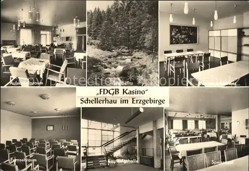 Schellerhau FDGB Kasino Innenansichten Weisseritz Waldpartie Kat. Altenberg
