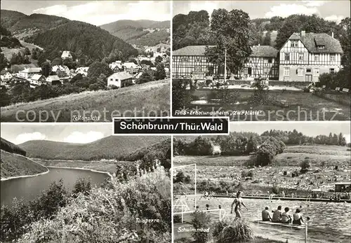 Schoenbrunn Hildburghausen Teilansicht FDGB Erholungsheim Zur Huette Schwimmbad Talsperre