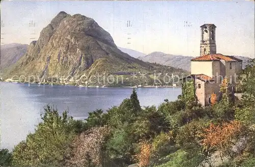 Lugano Lago di Lugano Castagnola Monte San Salvatore Kuenstlerkarte