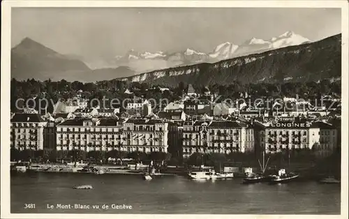 Geneve GE Partie am See mit Mont Blanc Kat. Geneve